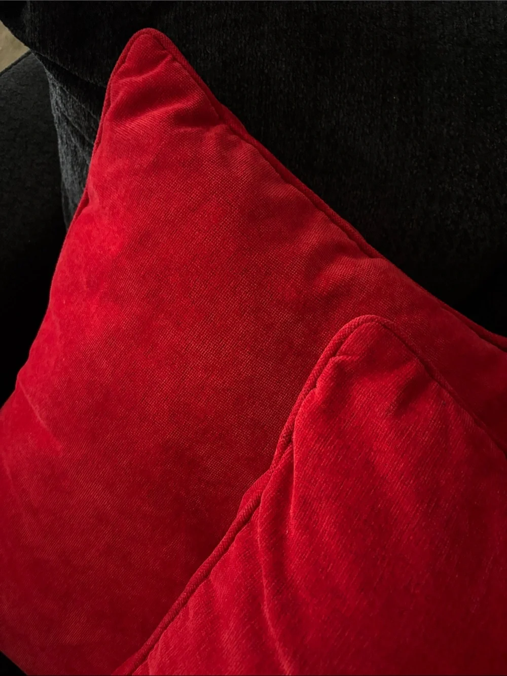 red throw pillows featuring a textured, woven chenille fabric, soft 24 inch